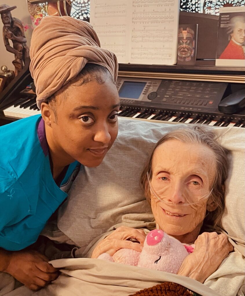 caregiver with elderly woman