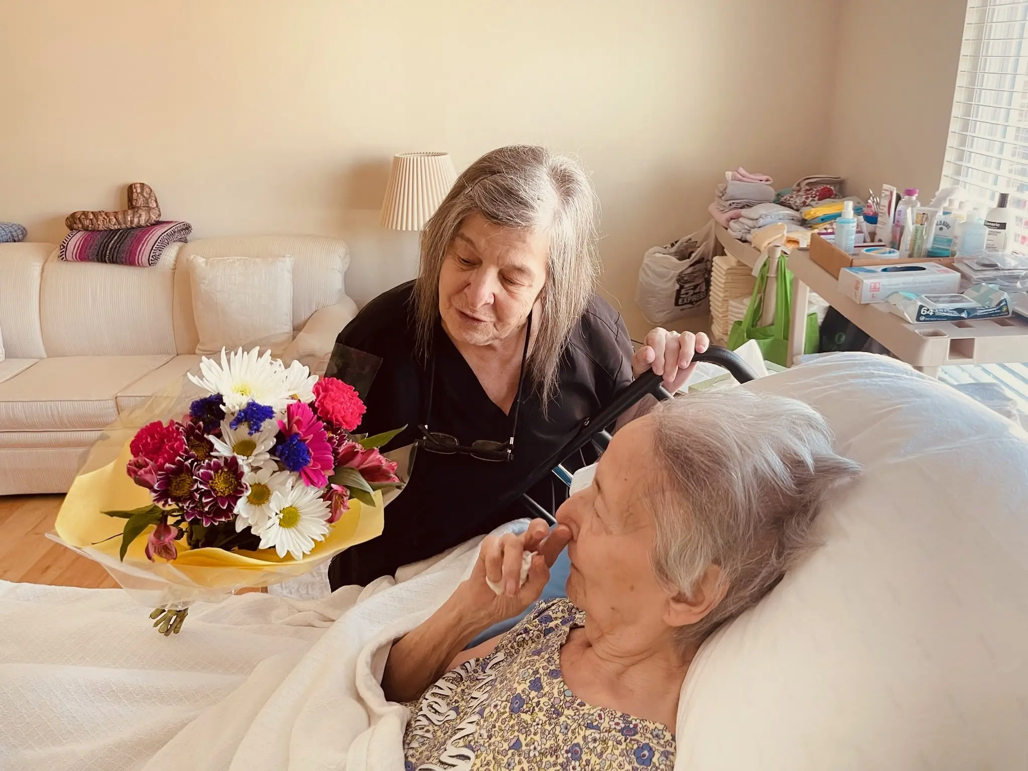 giving flowers